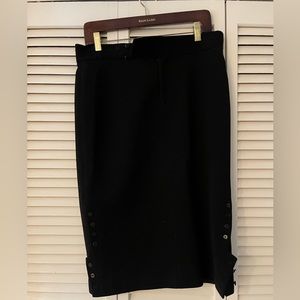 Ralph Lauren purple label black wool skirt with gorgeous button detail size 10